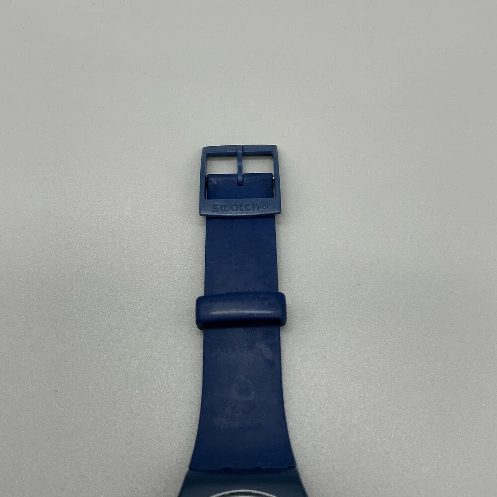 Swatch BlueSounds Mens Watch 41mm SUON127 Blue White Dial Swiss New Battery
